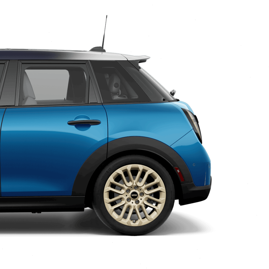 Side view of the rear half of the MINI Cooper 4 Door