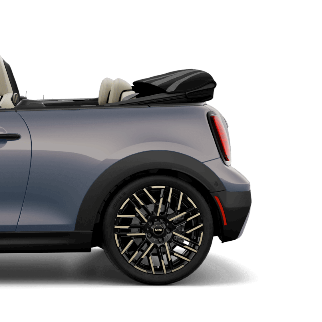 Side view of the rear half of the MINI Cooper Convertible.